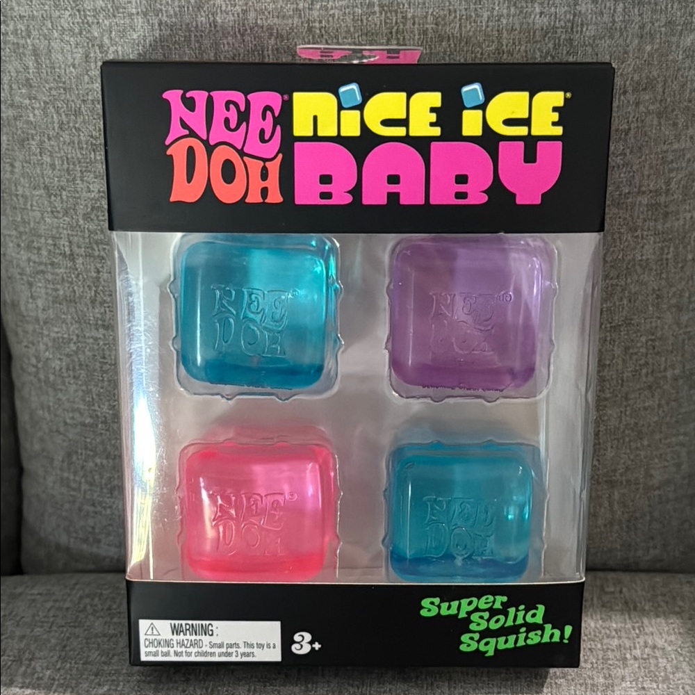 Nee Doh Needoh Nice Ice Baby Squishy cube 4 Pack - Blue, Purple, Pink